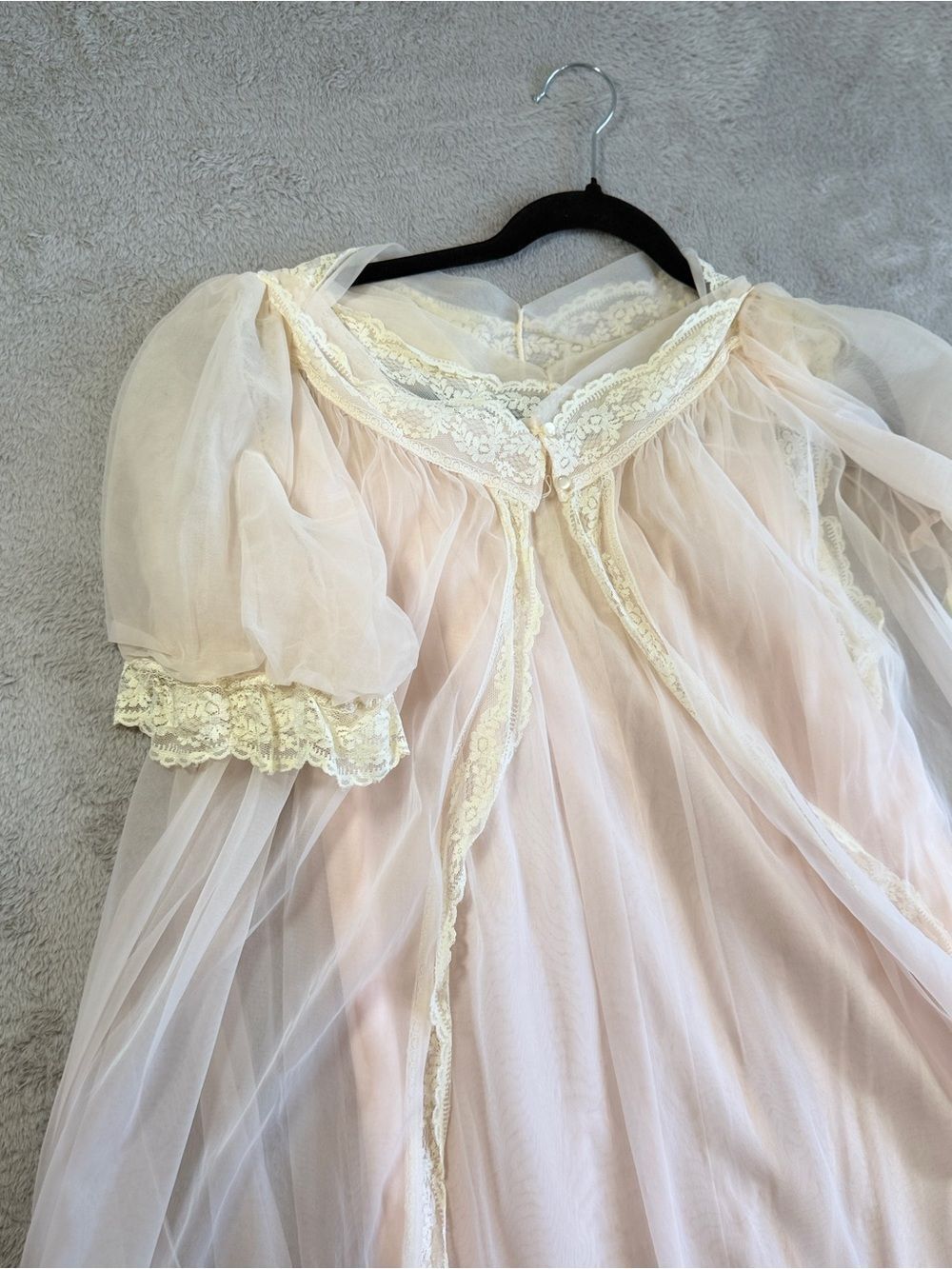 Vintage sheer lingerie set, vintage peignoir, honeymoon lingerie, 50’s/60’s S - Picture 6 of 8